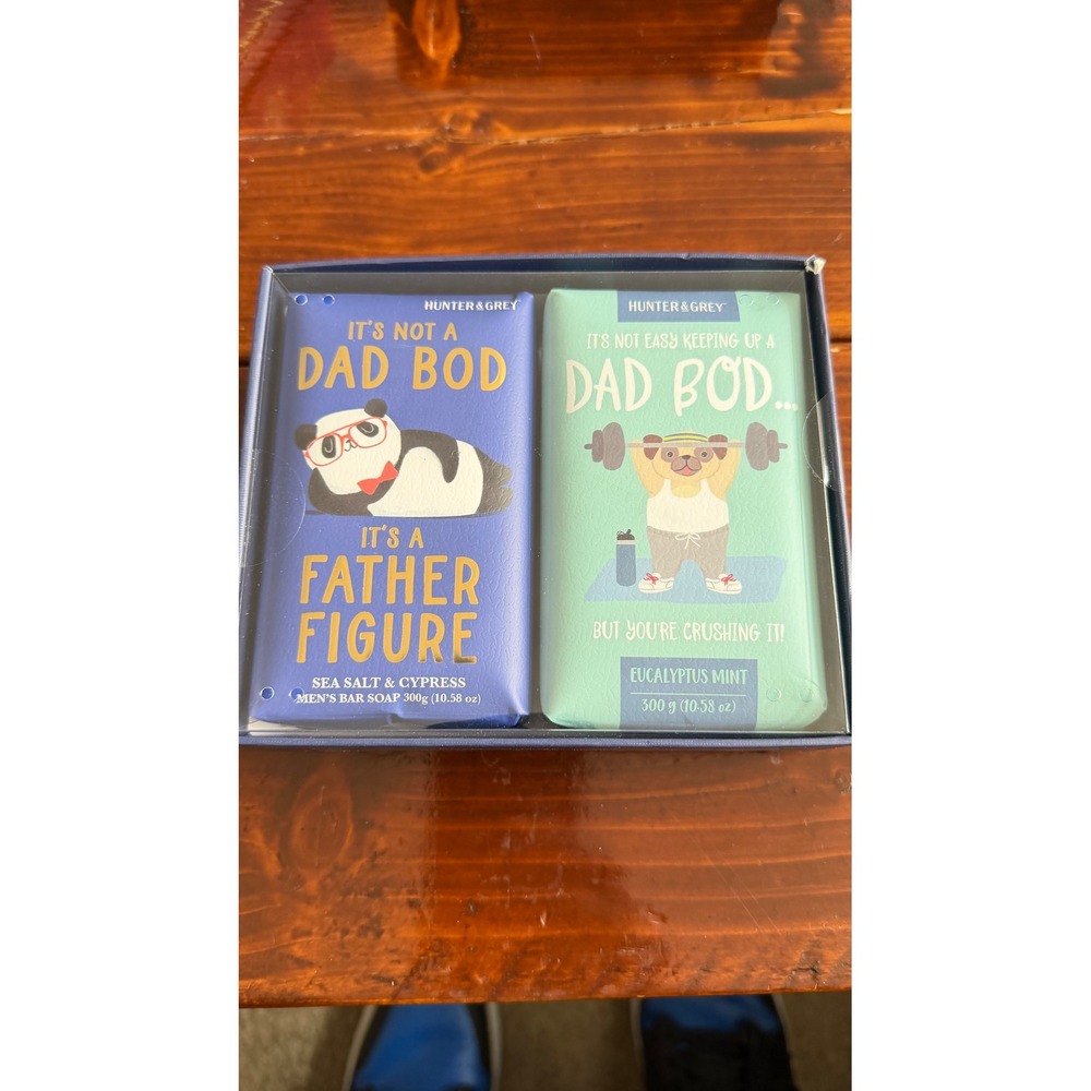 Hunter‎ Grey Mens Soap Gift Set Dad Bod Father Figure Sea Salt Eucalyptus Mint